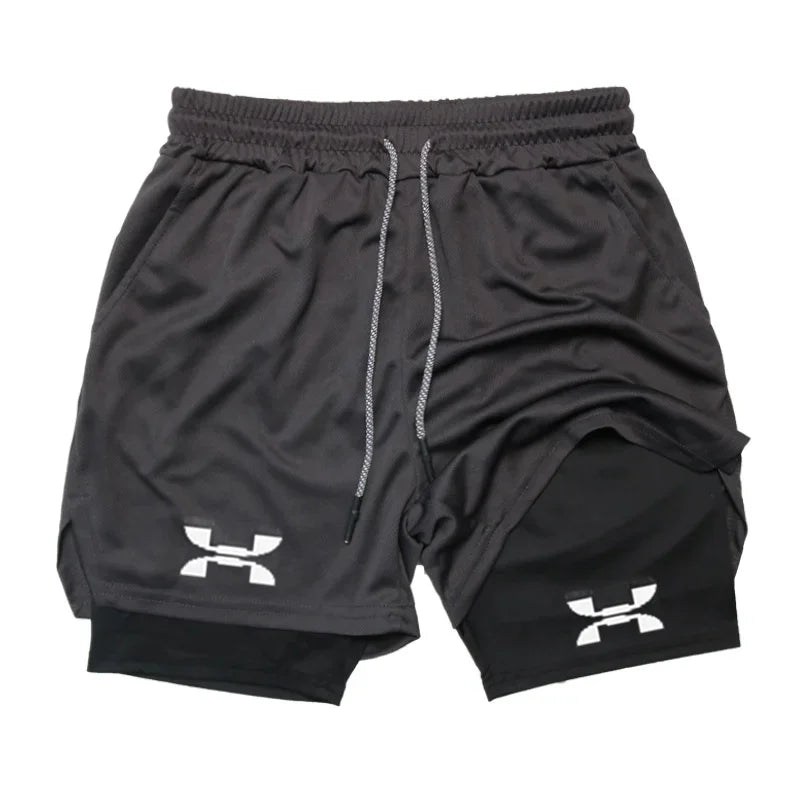 New Running Shorts Men Gym Sports Shorts 2 in 1 Quick Drying Workout Boxing Training Bottoms Fitness Jogging Short Pants Summer