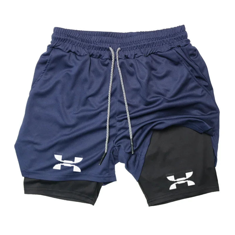 New Running Shorts Men Gym Sports Shorts 2 in 1 Quick Drying Workout Boxing Training Bottoms Fitness Jogging Short Pants Summer