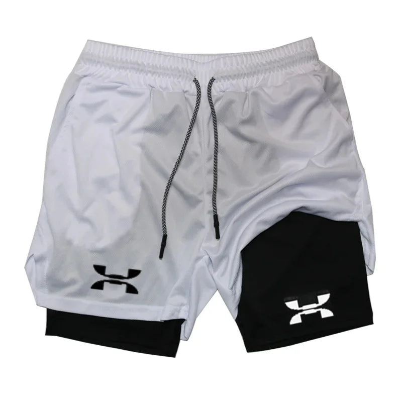 New Running Shorts Men Gym Sports Shorts 2 in 1 Quick Drying Workout Boxing Training Bottoms Fitness Jogging Short Pants Summer