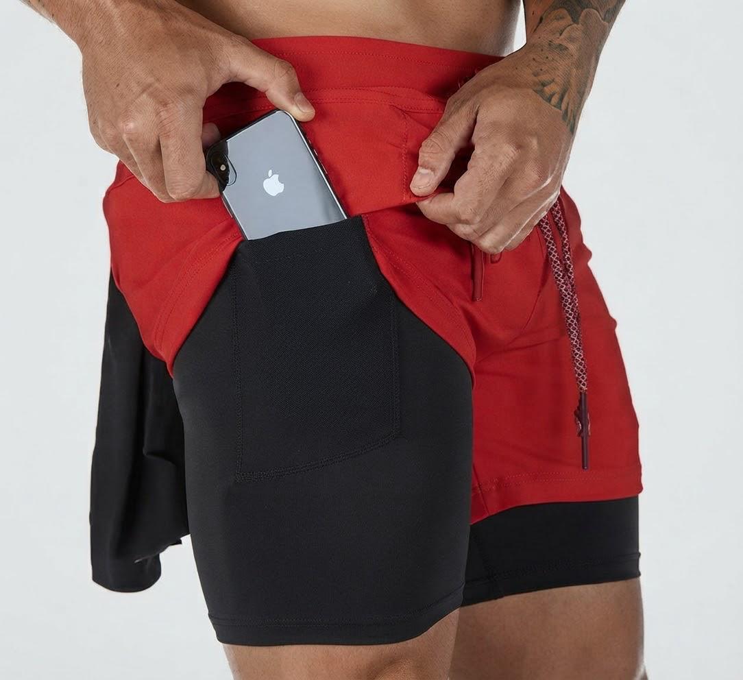 Alpha-Flex Men's 2-in-1 Quick-Dry Gym & Running Shorts