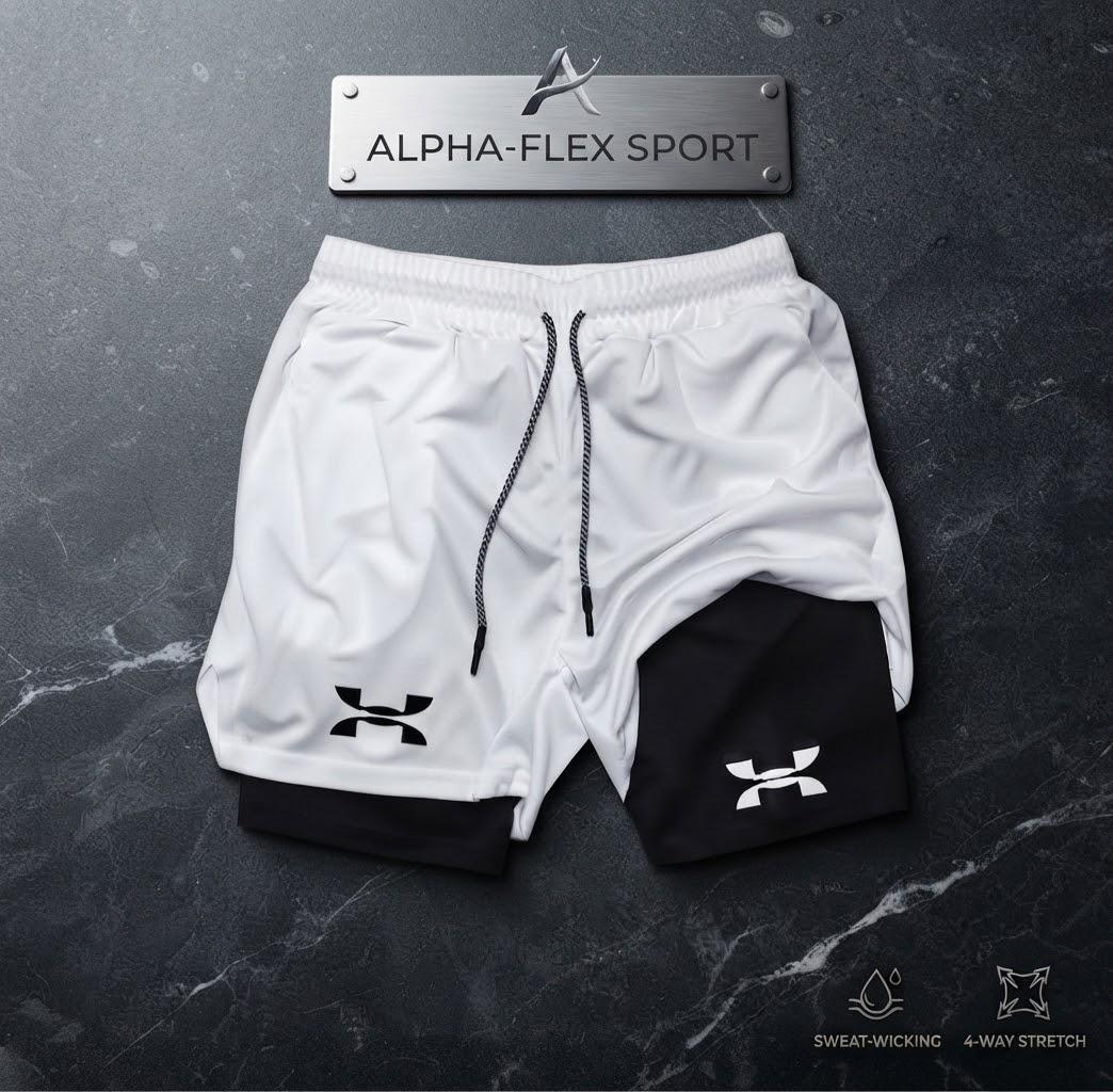 Alpha-Flex Men's 2-in-1 Quick-Dry Gym & Running Shorts
